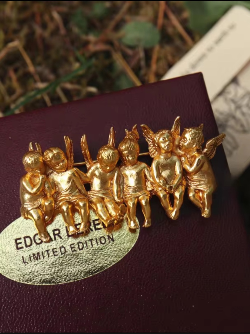 Vintage Gold Cherub Angel Brooch Elegant Baroque Victorian Pin
